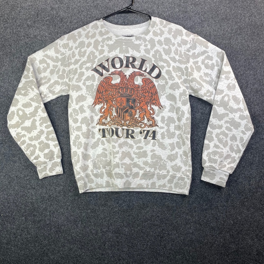 American Highway World Tour 74 Leopard Sweatshirt Men's Small Grey